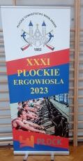 Plakat z napisem XXXI Płockie Ergowiosła propagujące międzyszkolne zawody